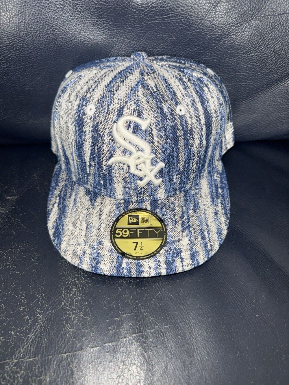 Chicago White Sox New Era 59Fifty Tweed Fitted Hat Size 7 1/4 Baseball Cap Blue